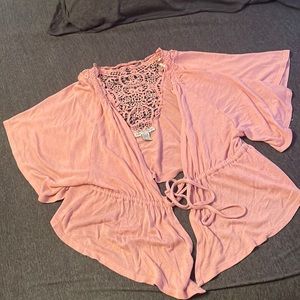 Pink cardigan with lace back